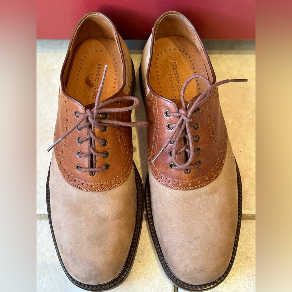 JOHNSTON & MURPHY Passport’ s10.5 mens suede/leather oxfords-leather in/out